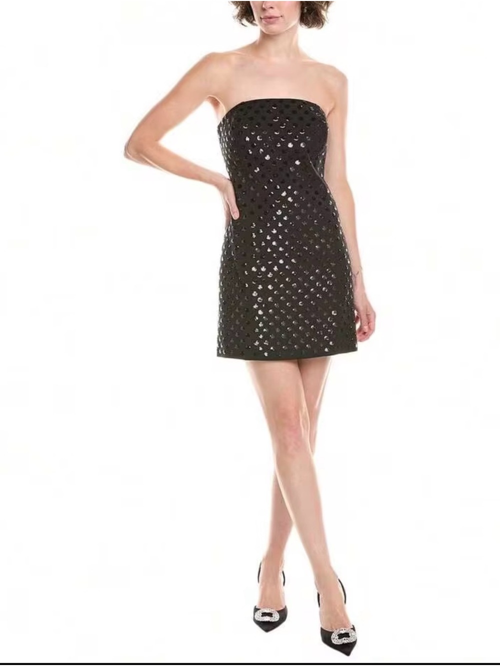 MICHAEL Michael Kors Black Sequin Strapless Mini Dress Size 2, LBD Cocktail